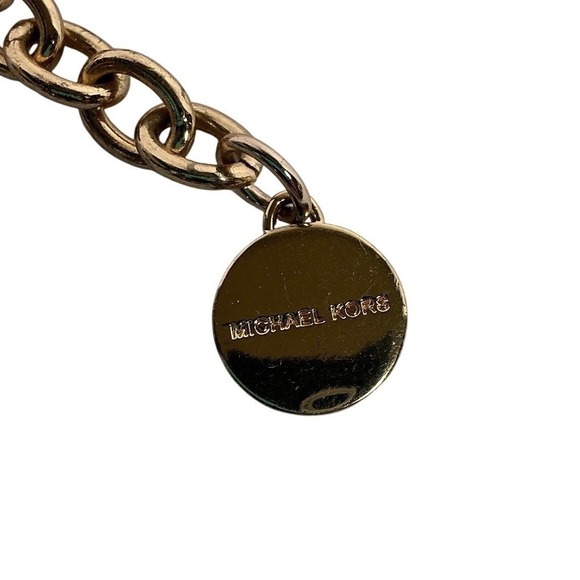Michael Kors Gold Tone Chain Belt MK Logo Tortoise Shell‎ Medallion Adjustable